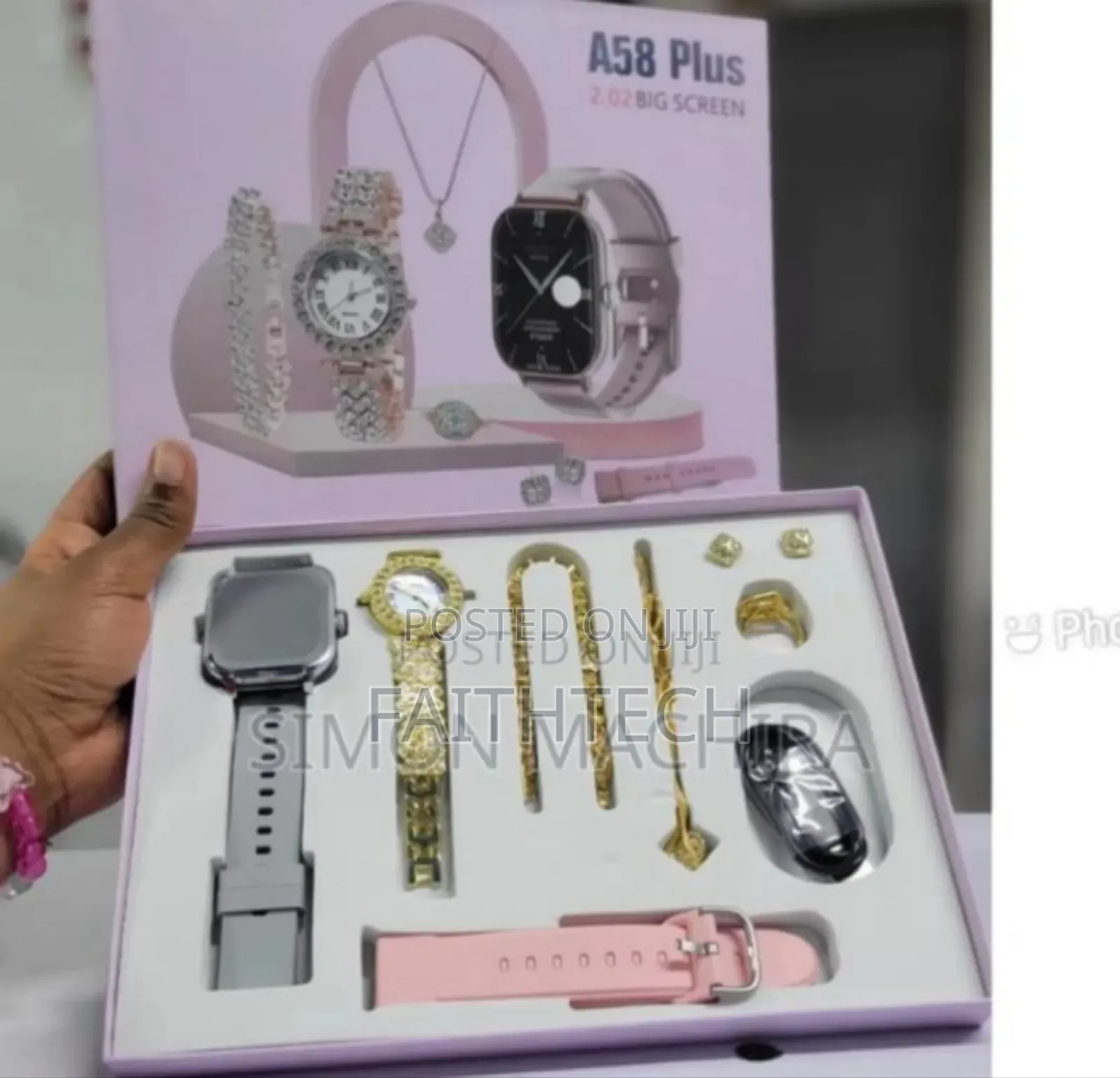 *A58 Plus Smart Watch(With Accessories as Seen in the Photo)