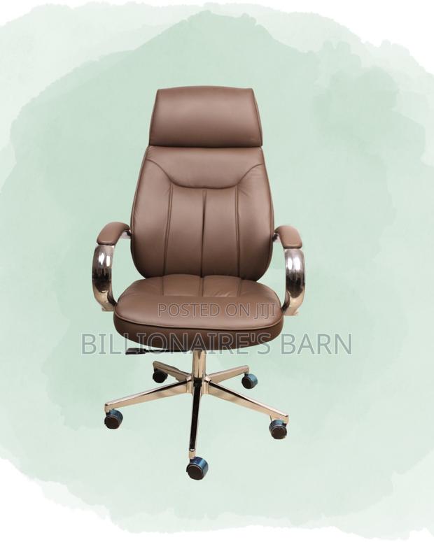 Comfy Brown Executive Leather Office Chair | High-Density Foam Seat