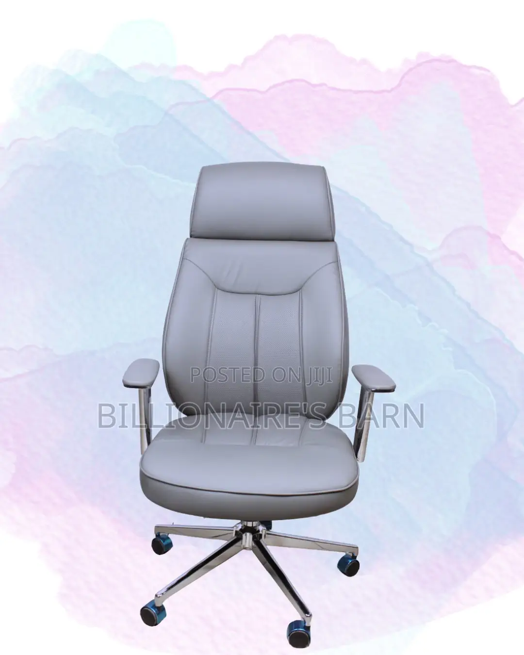 Ergonomic Grey Executive Leather Office Chair | Mesh Backrest
