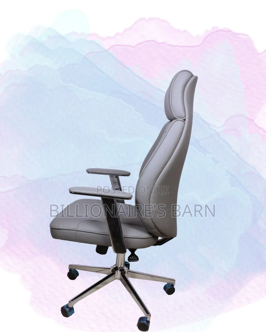 Ergonomic Grey Executive Leather Office Chair | Mesh Backrest