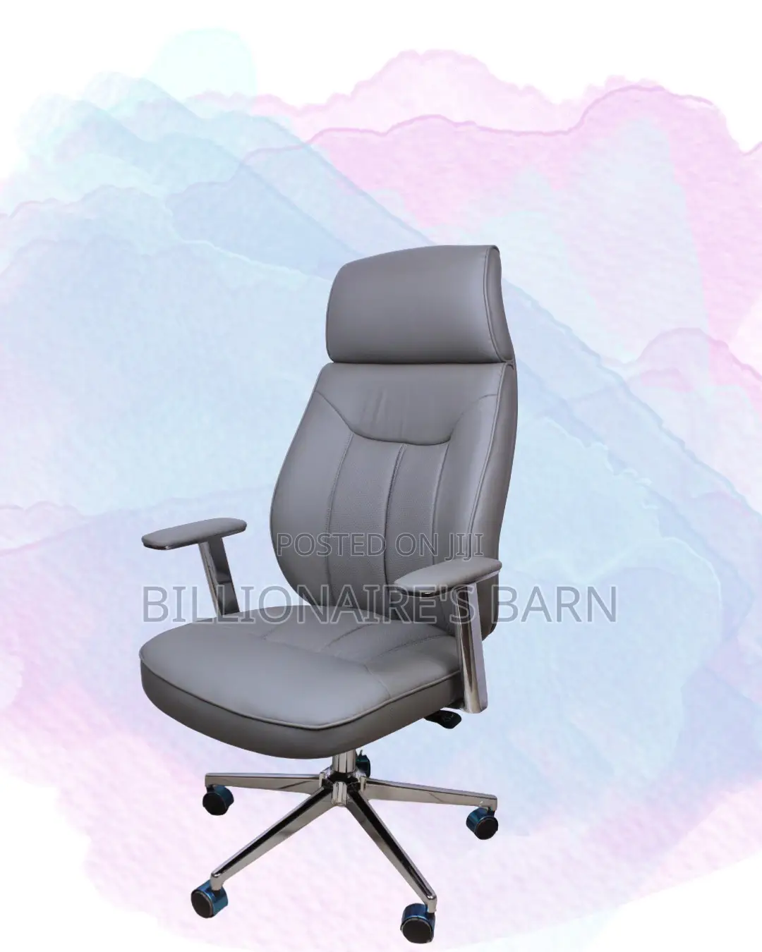Ergonomic Grey Executive Leather Office Chair | Mesh Backrest