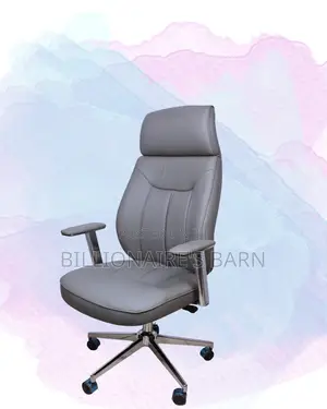 Ergonomic Grey Executive Leather Office Chair | Mesh Backrest