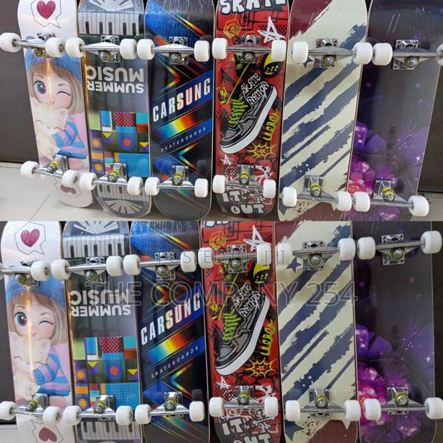 Long Skate Board With Grip Tape/ Antislide and Rubber Wheels - thumbnail 3