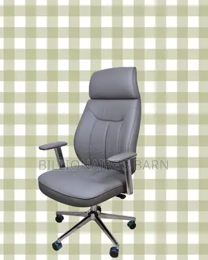 Ergonomic Grey Executive Leather Office Chair | Tilt Lock Mechanism