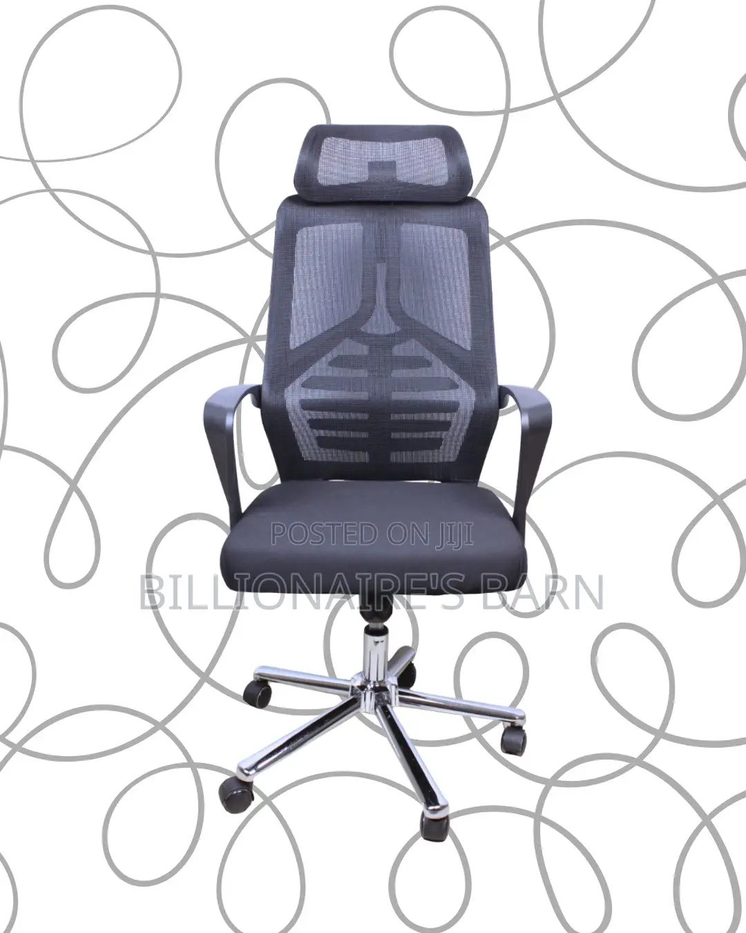 Modern High Back Mesh Office Chair — Strong Stable Base