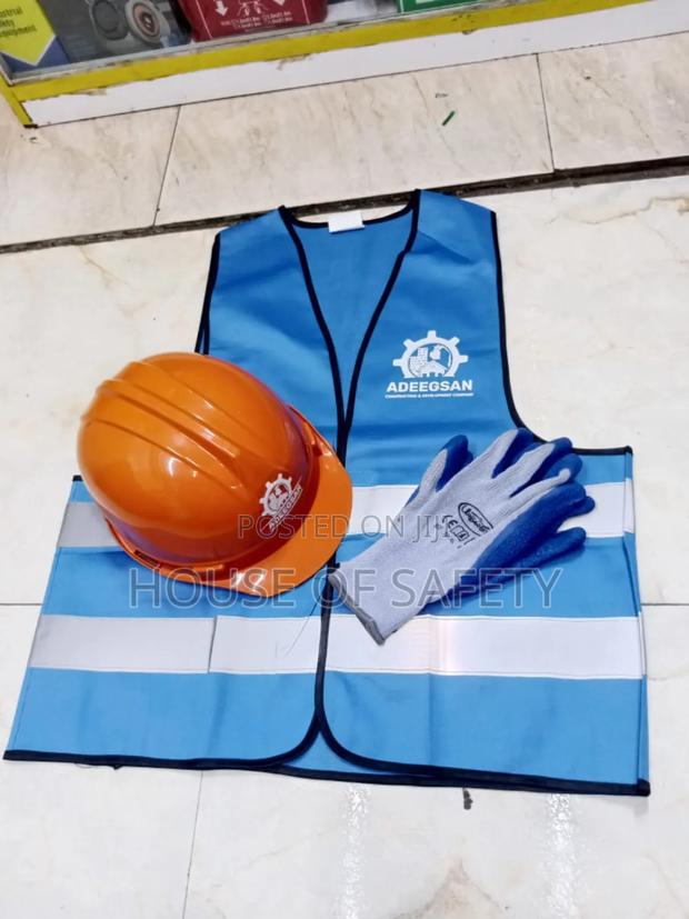 Branded Reflectors Blue, Branded Helmets Orange And Gloves