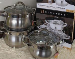 6 Pieces Edenburg Eb-3716 Stainless Steel Cookware Set, Glass Lids - main view