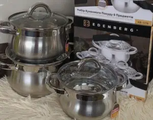 6 Pieces Edenburg Eb-3716 Stainless Steel Cookware Set, Glass Lids