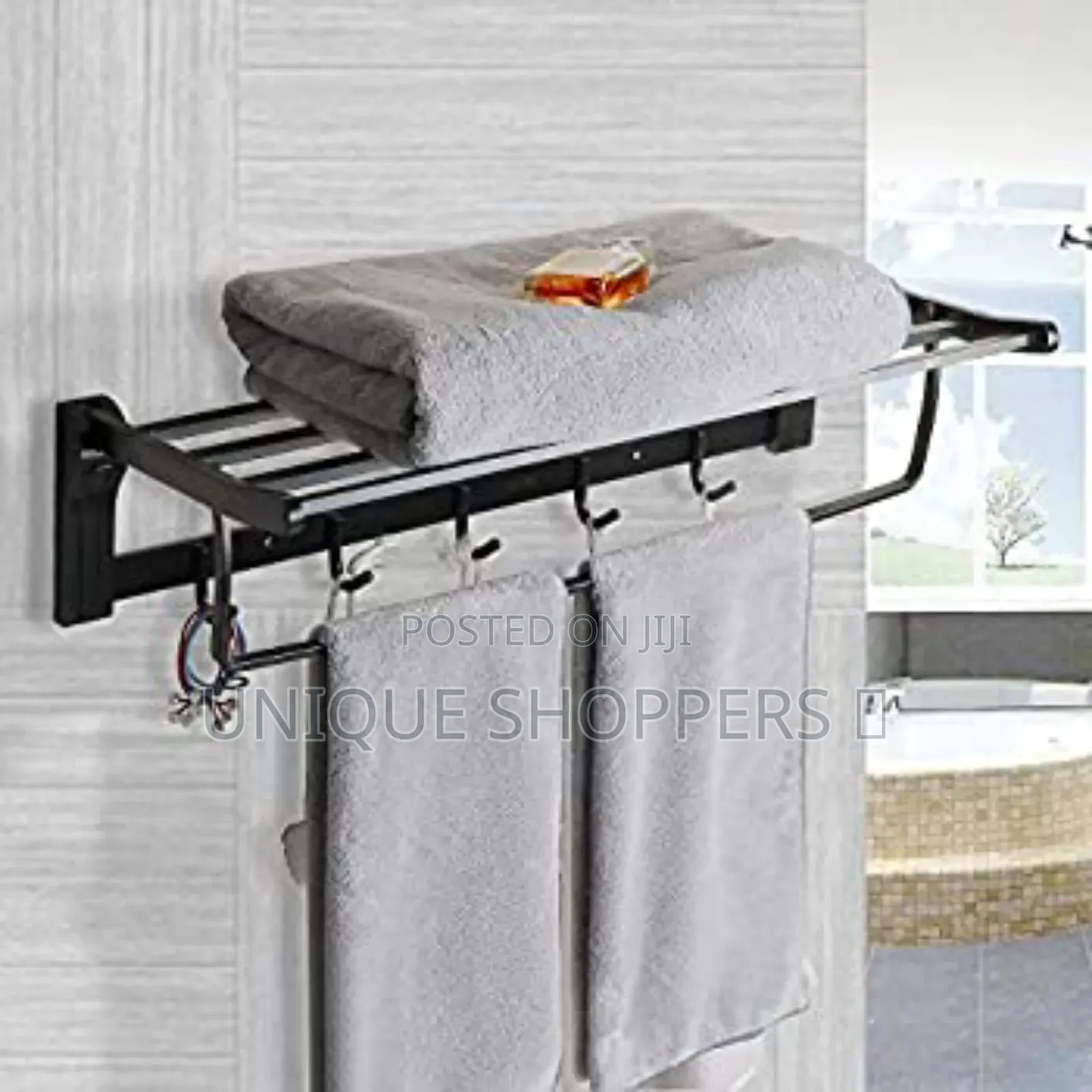 Black Metalic 55cm Bathroom Towels Rack