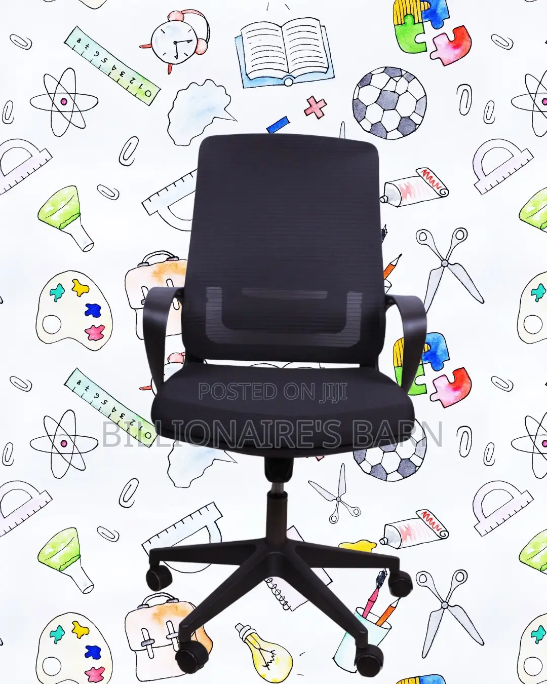Heavy-Duty Black Ergonomic Mesh Office Chair — Easy to Clean
