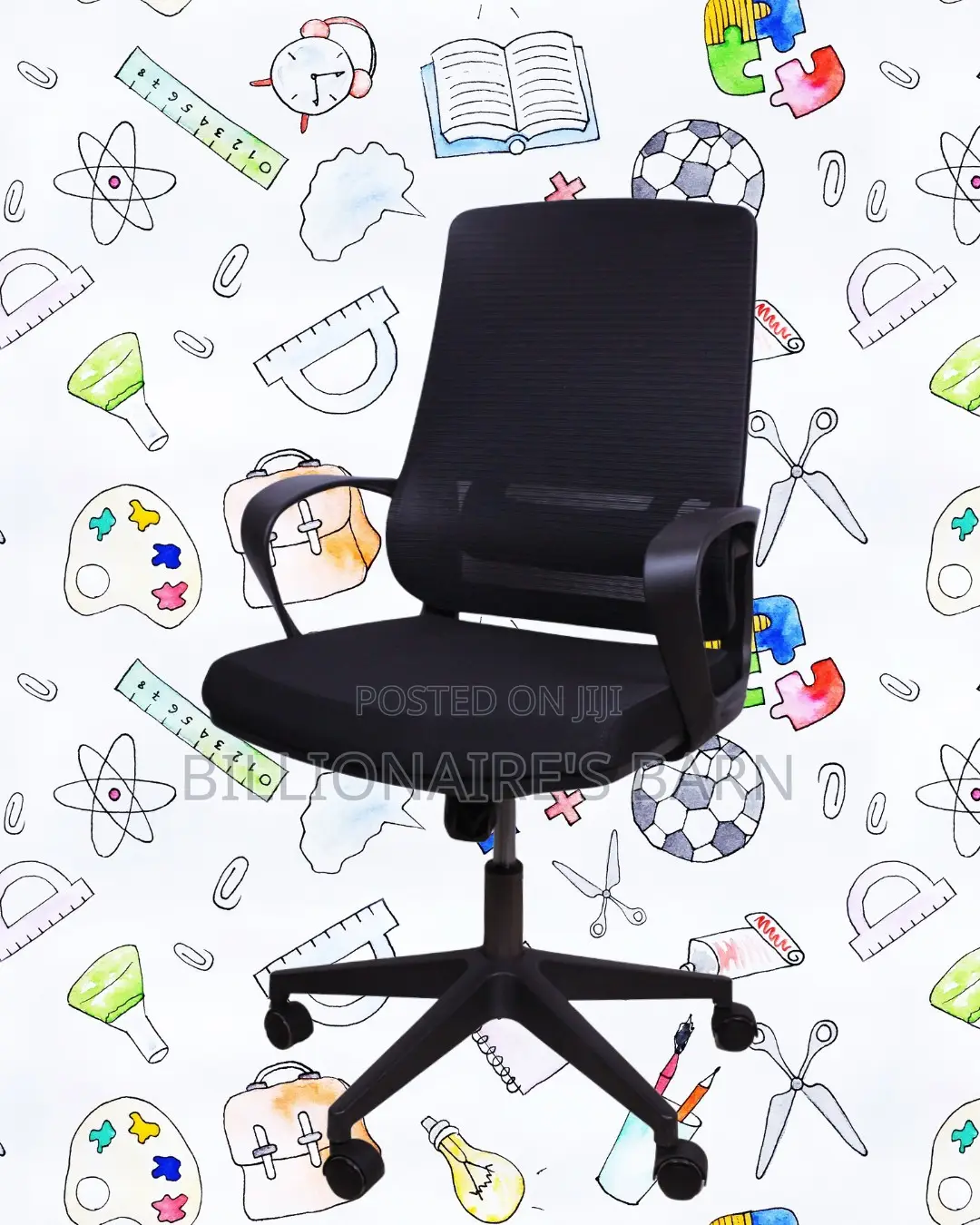 Heavy-Duty Black Ergonomic Mesh Office Chair — Easy to Clean
