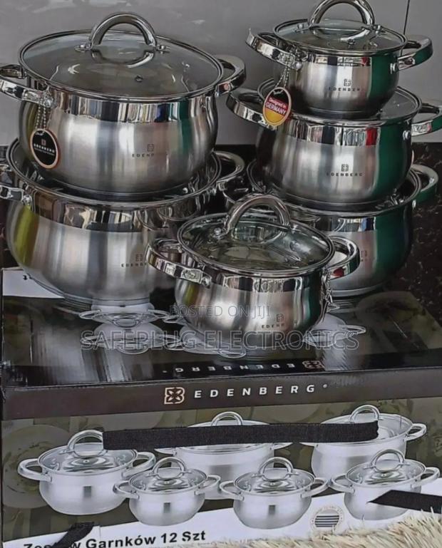 12 Pieces Stainless Steel Edenburg Cookware Set With Glass Lids