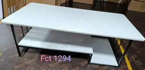 White Marble Coffee Table With Black Stand