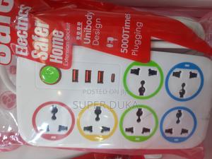 Extension Power Socket.3m Cable,6 Way,3 Usb,Type C Port.Safer Electric