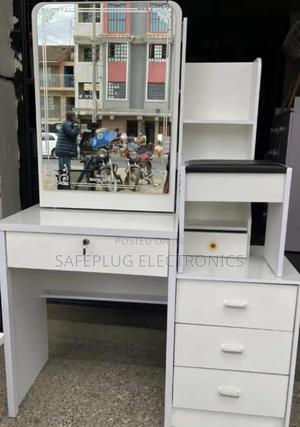 White - Dressing Table With Sliding Mirror, Sitting Stool - main view
