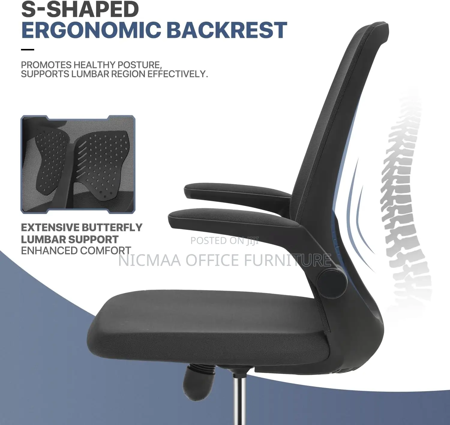 Ergonomic Mesh Office Chair With Flipable Armrest