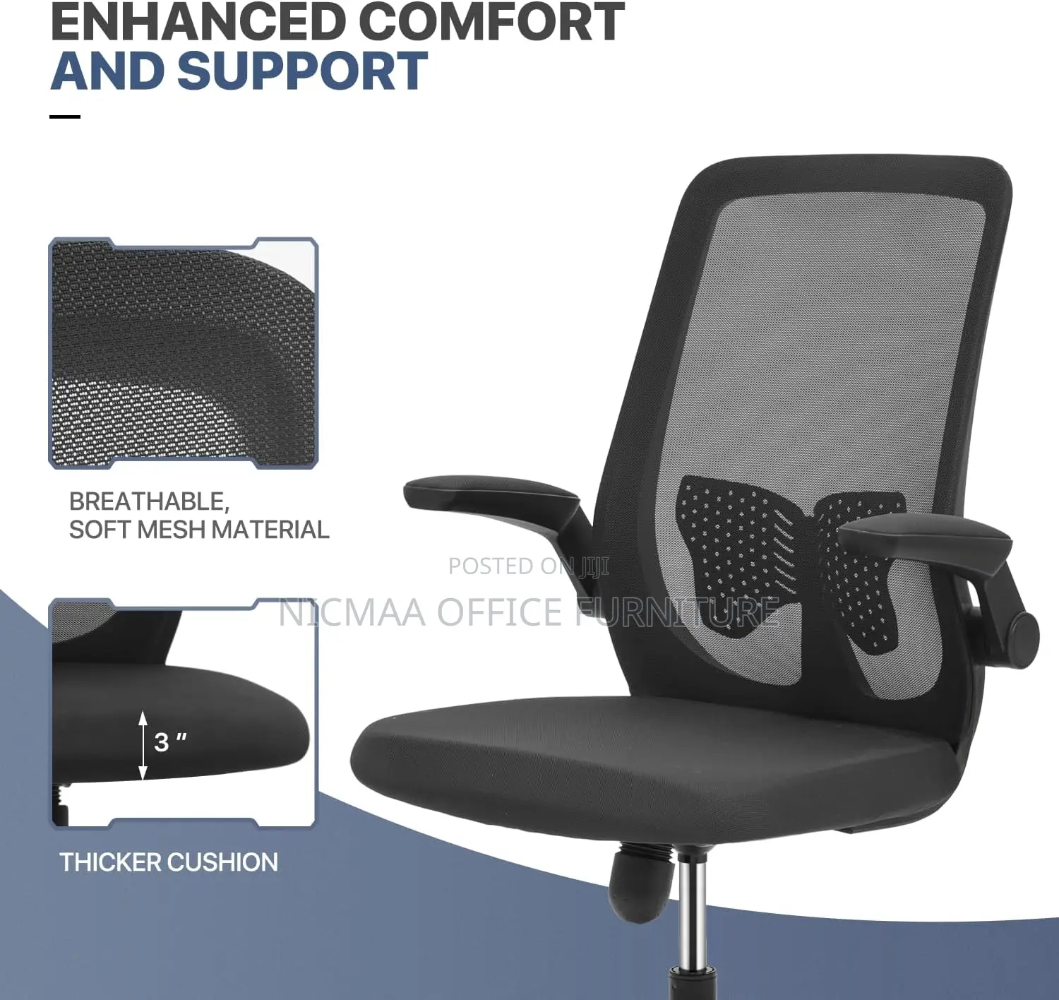Ergonomic Mesh Office Chair With Flipable Armrest