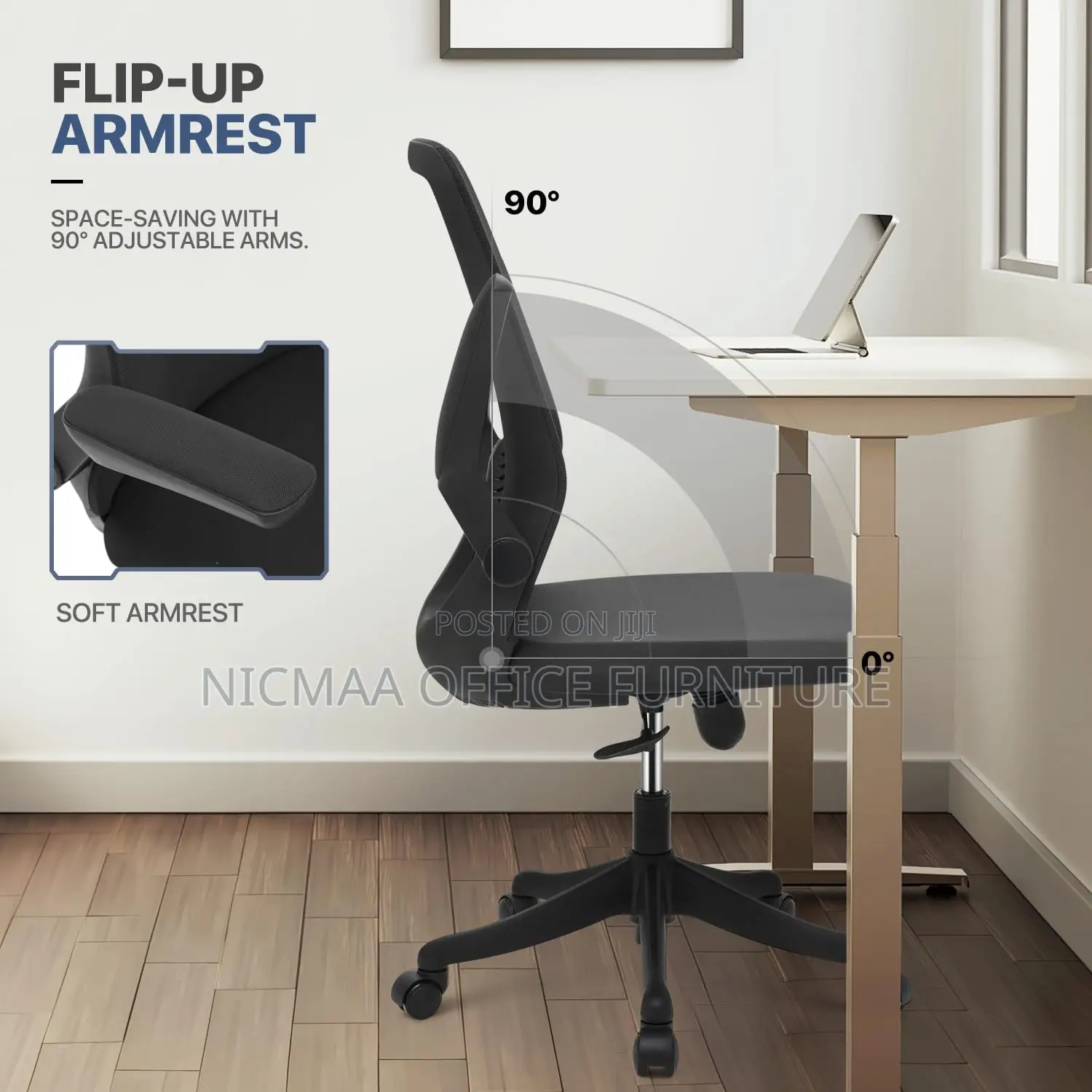 Ergonomic Mesh Office Chair With Flipable Armrest