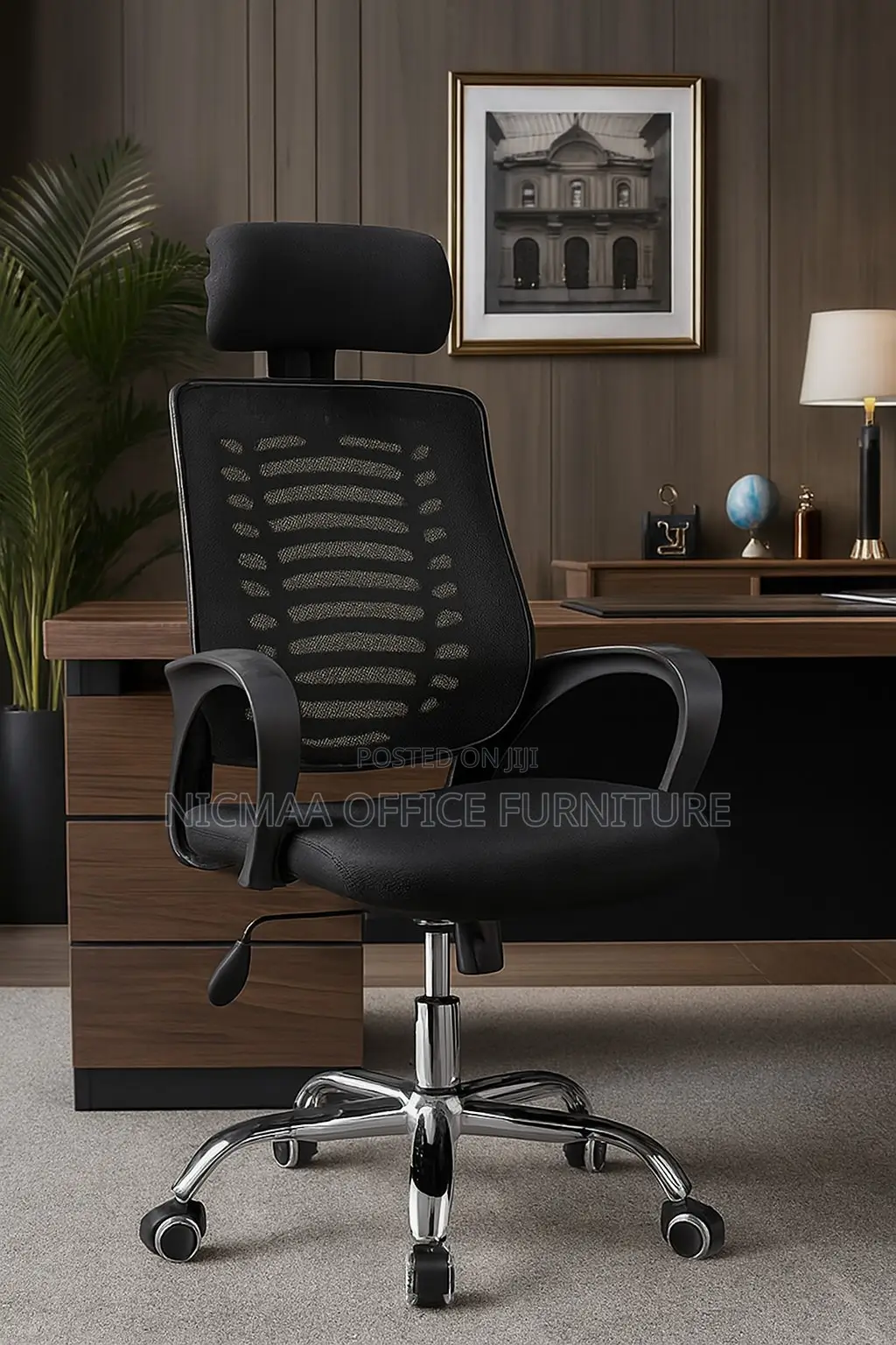 Mesh Back With Headrest Lumbar Support Seat