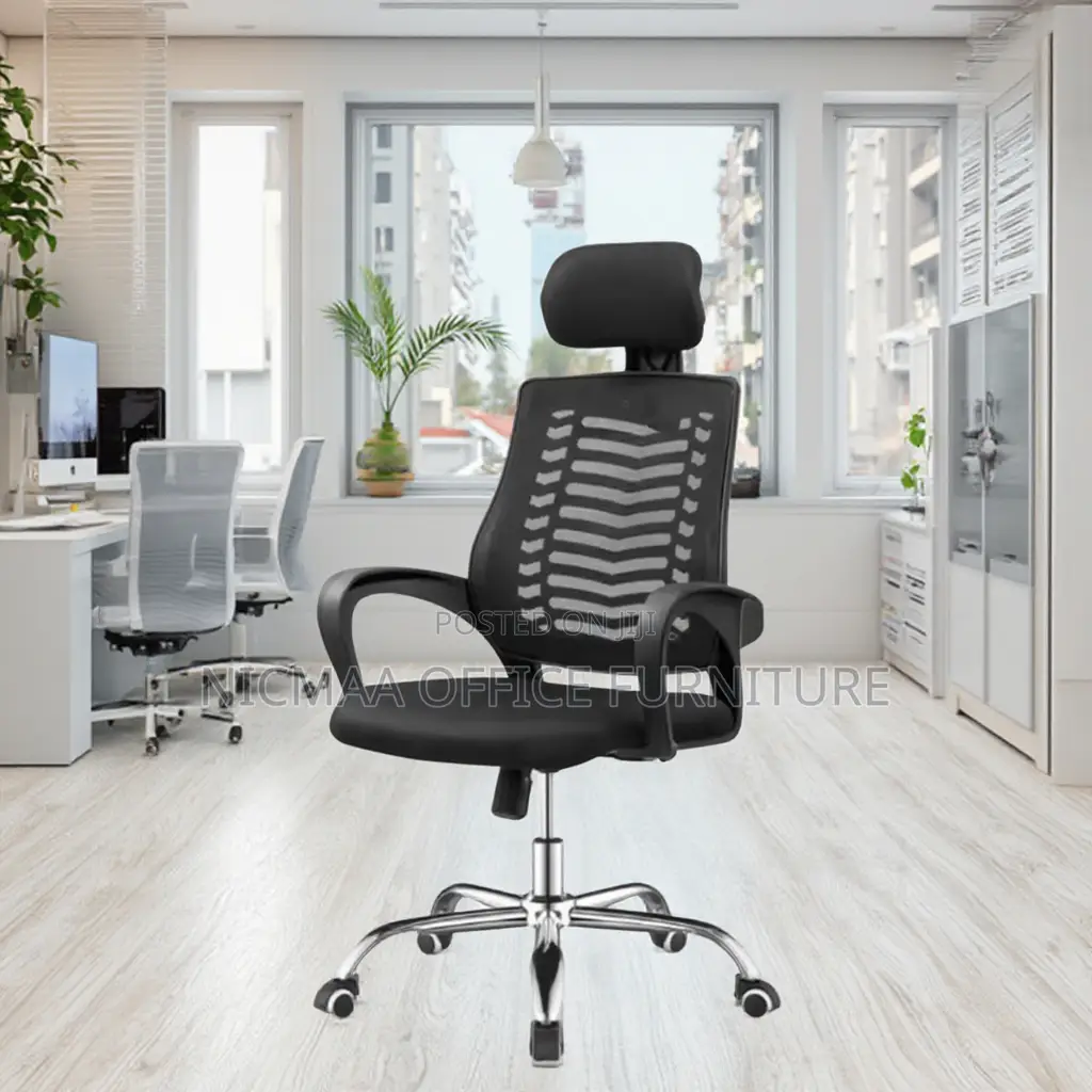Mesh Back With Headrest Lumbar Support Seat