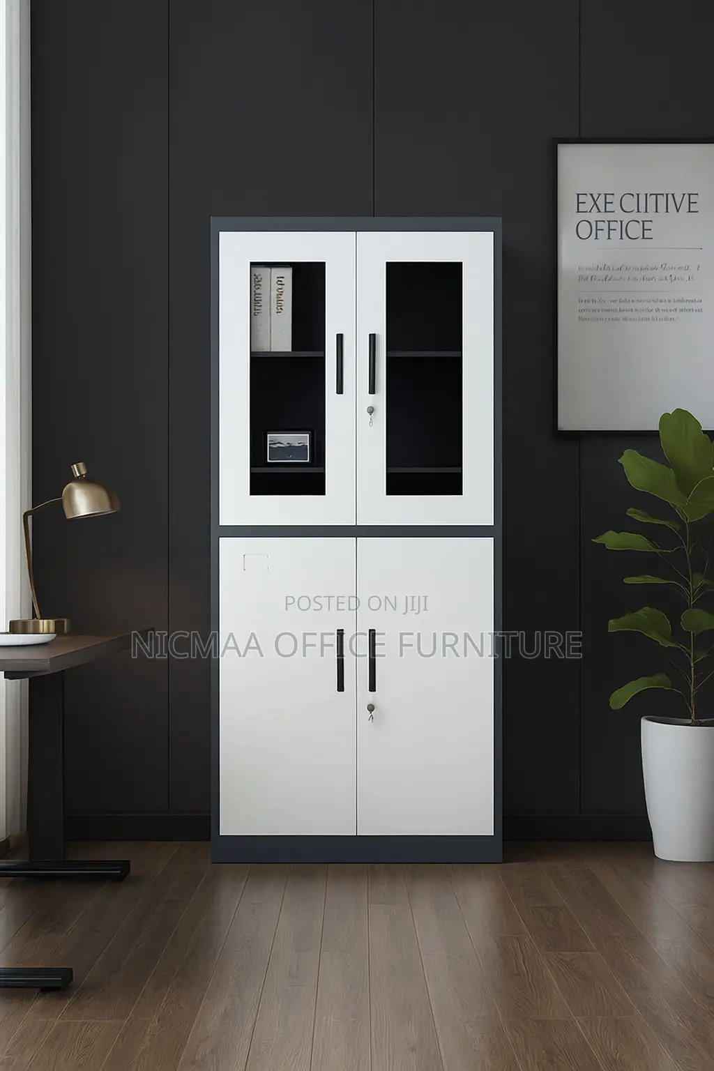 Glass Solid Door Combo Cabinet