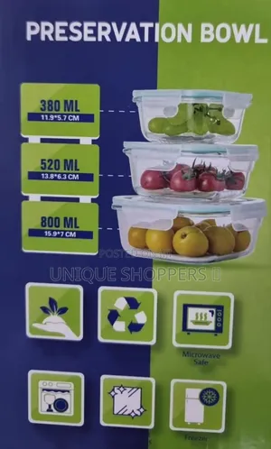 3in1 Glass Preservation Bowls With Air Tight Silicon Covers