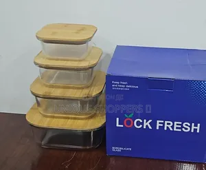 4in1 Lock Glass Food Storage Containers With Air Tight Bamboo Lids