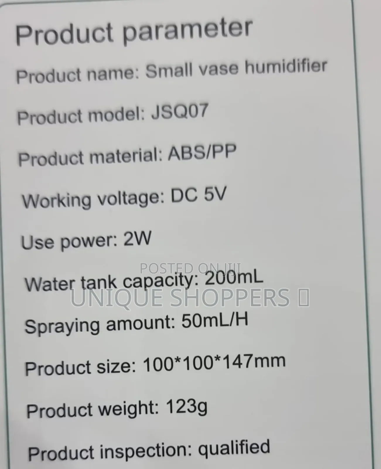 Small Vase Humidifier 2w 200ml 50ml/