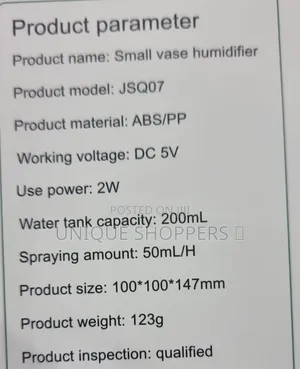 Small Vase Humidifier 2w 200ml 50ml/