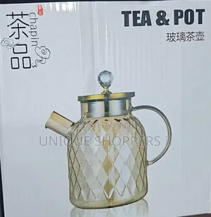Chapin 1800ml Golden Glass Pitcher Tea Pot With a Spring Sieve