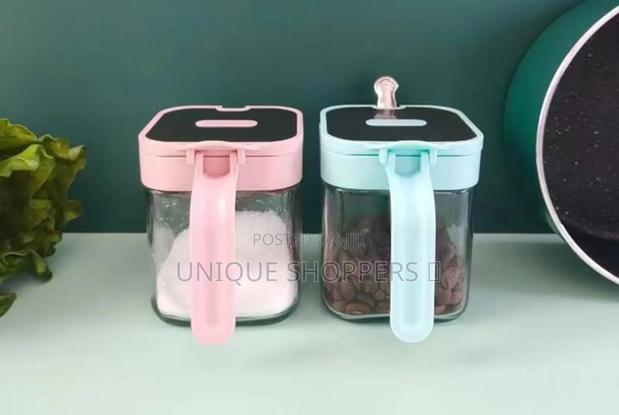 255ml Heavy Unbreakable Borosilicate Glass Spice Jar With Teaspoon - thumbnail 2