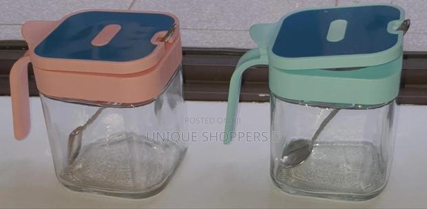 255ml Heavy Unbreakable Borosilicate Glass Spice Jar With Teaspoon - thumbnail 3
