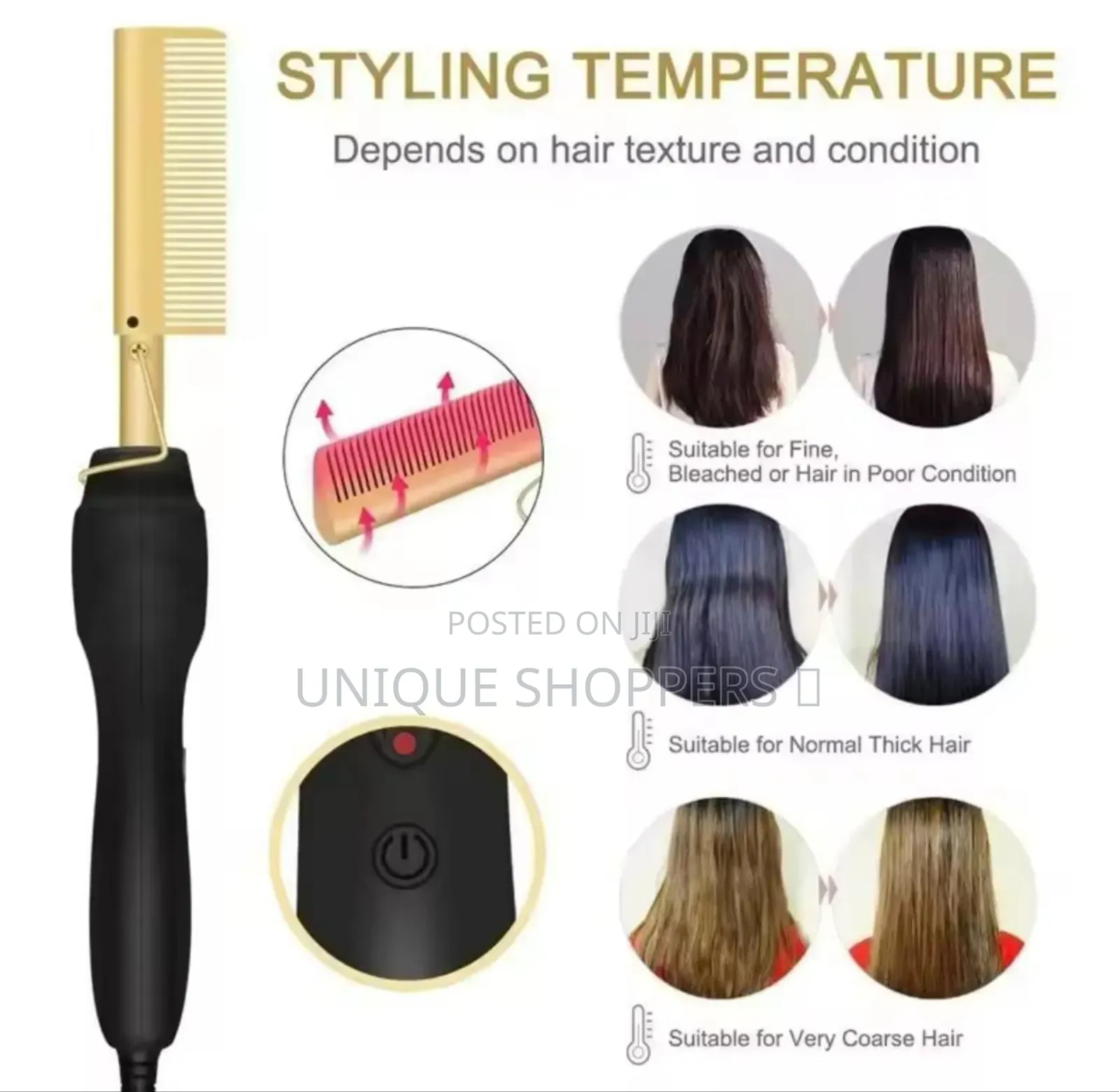 Gold Electric Heat Comb Hair Straightener