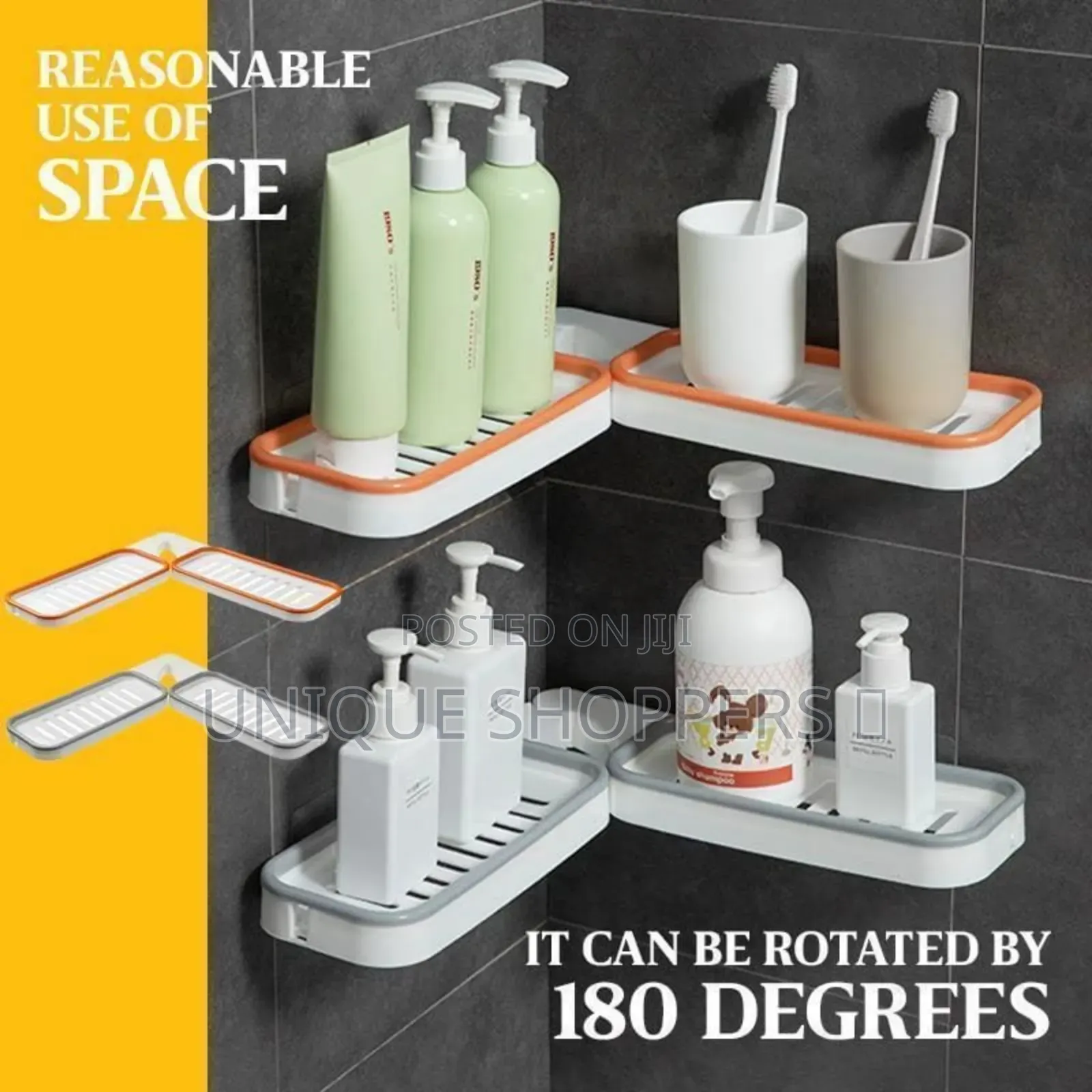 Rotating Any Angle Punch Free Corner Shelf Bathroom Organizer