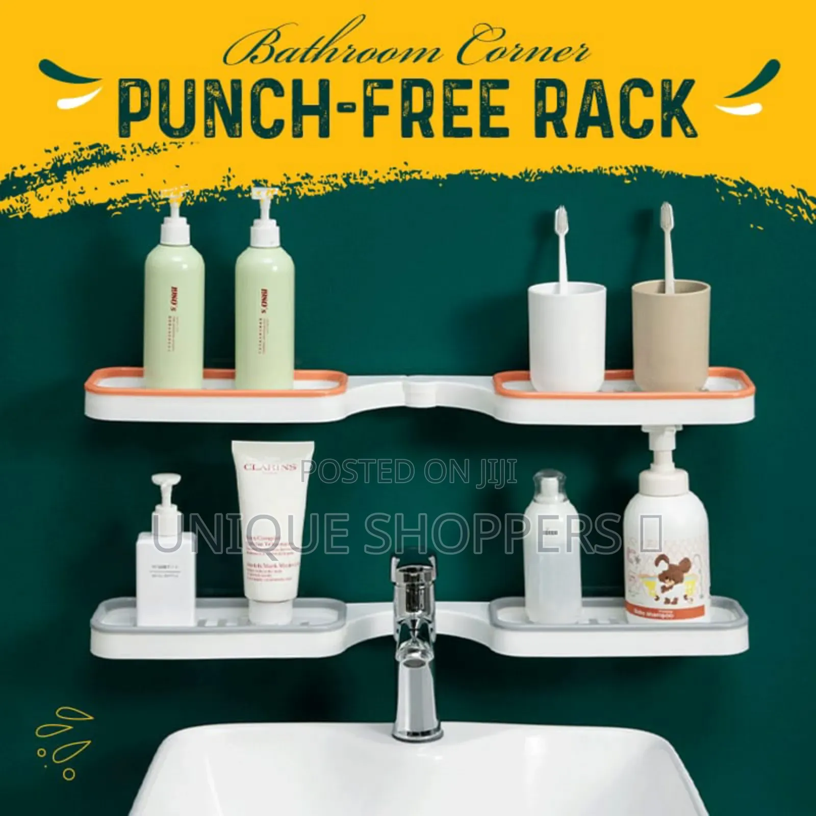Rotating Any Angle Punch Free Corner Shelf Bathroom Organizer