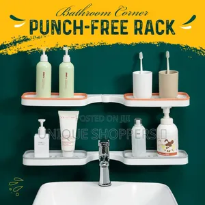 Rotating Any Angle Punch Free Corner Shelf Bathroom Organizer