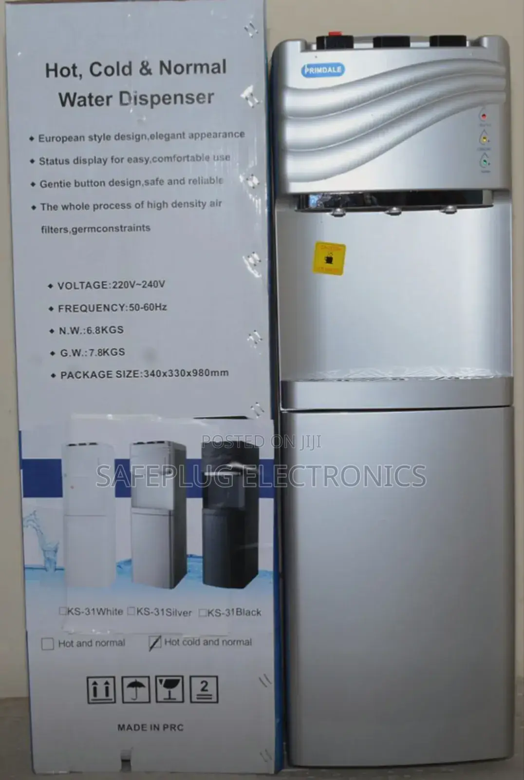 Primdale Water Dispenser – Hot, Normal Cold (3 Taps) – Modern Design