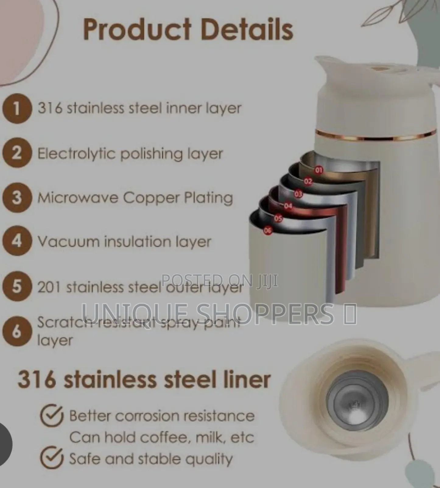 Stainless Steel Inner Layer Unbreakable Thermos With