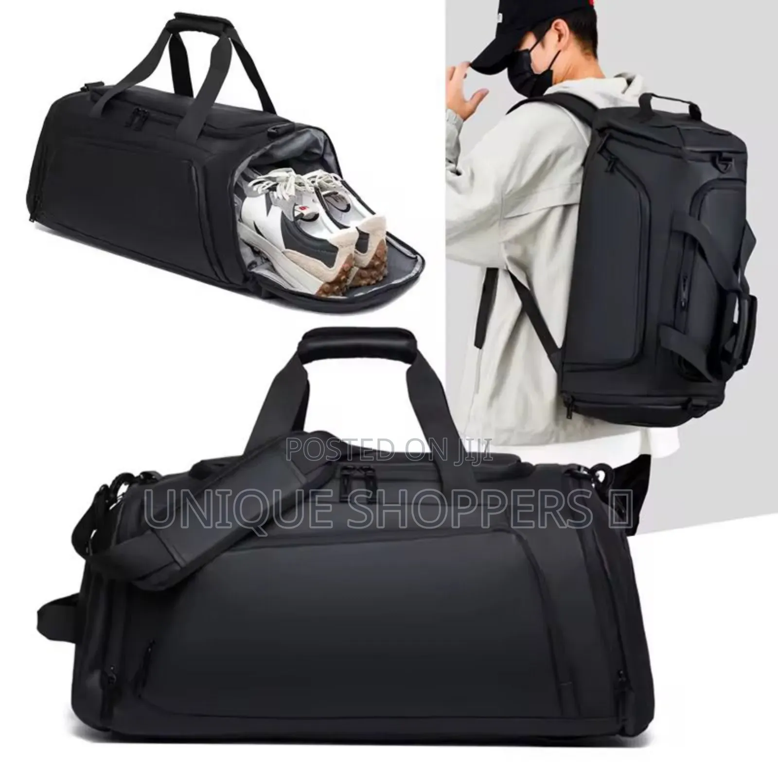Waterproof Duffel Bag With Shoe Compartment Backpack Straps