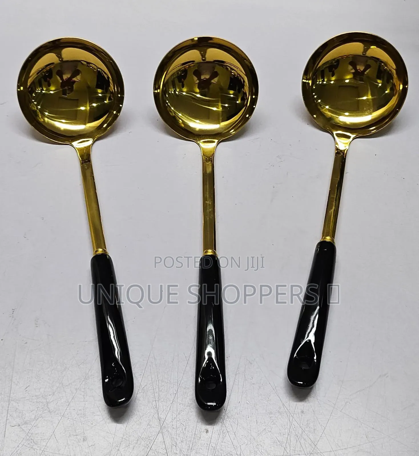 Golden Serving Spoon With Ceramic Handle