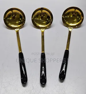 Golden Serving Spoon With Ceramic Handle
