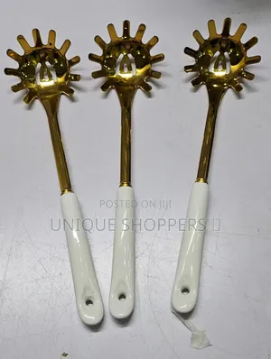 Golden Serving Spoon With Ceramic Handle