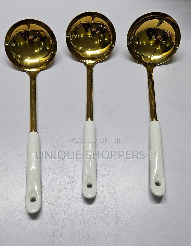 Golden Serving Spoon With Ceramic Handle - thumbnail 4