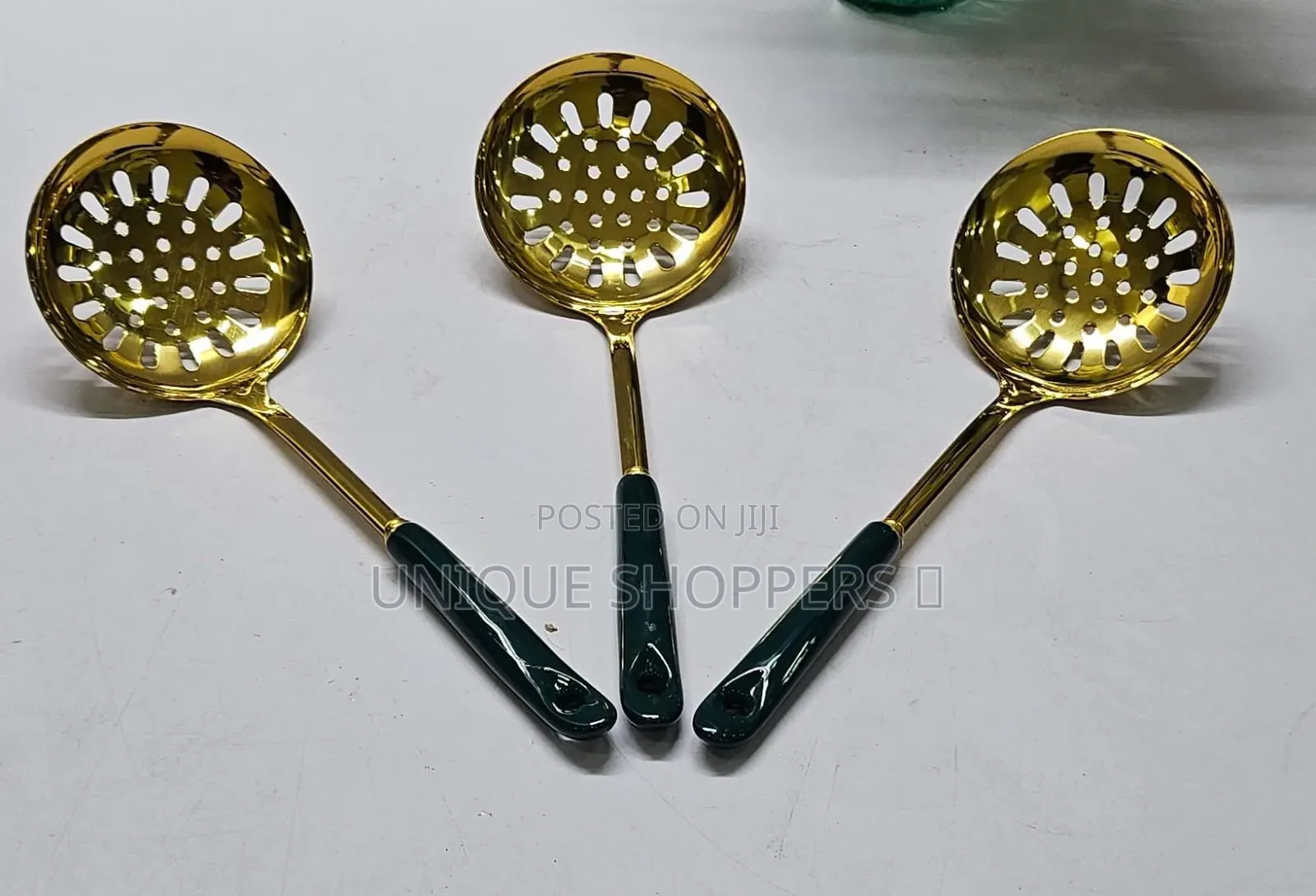 Golden Serving Spoon With Ceramic Handle
