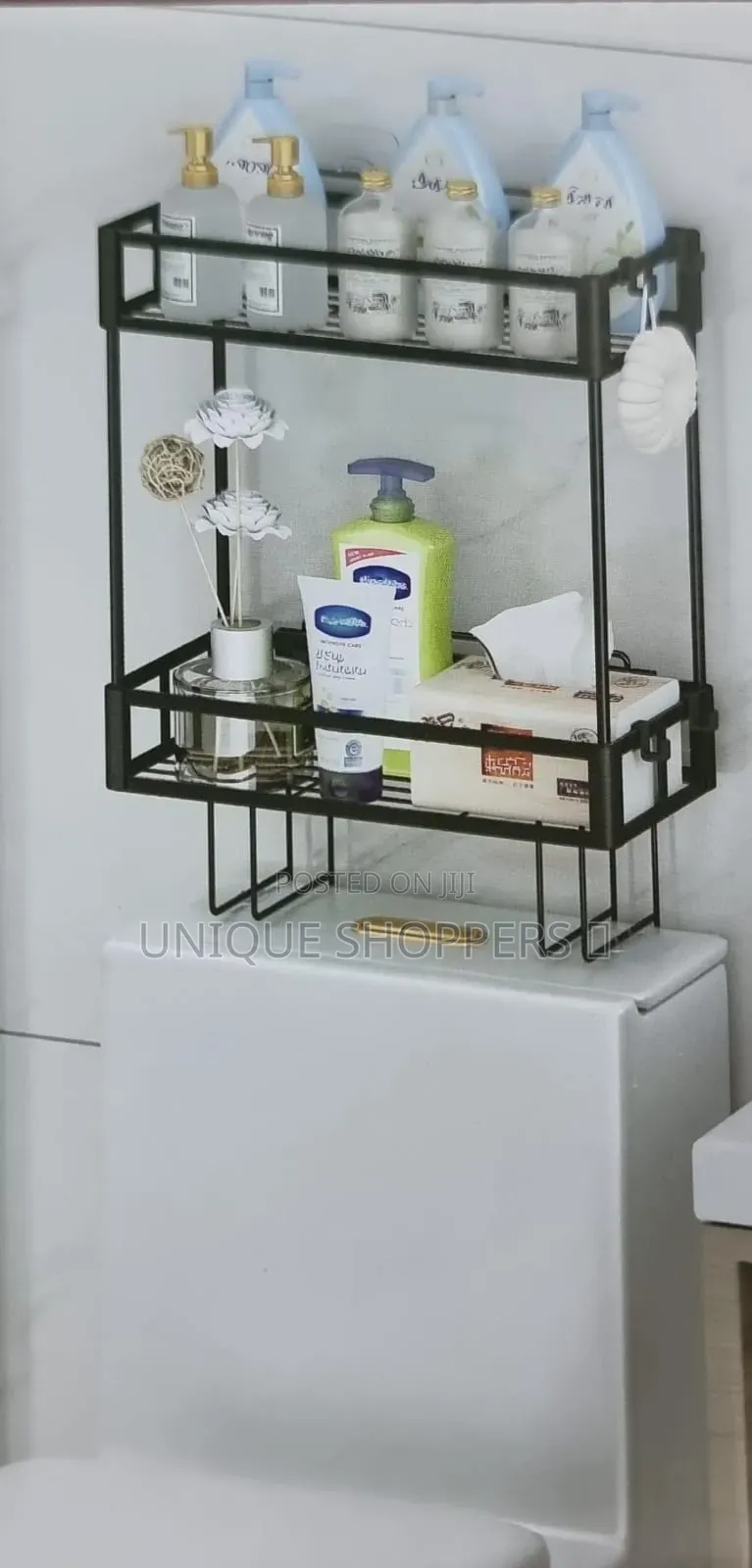 Metallic 2 Layer Over Toilet Storage Shelf