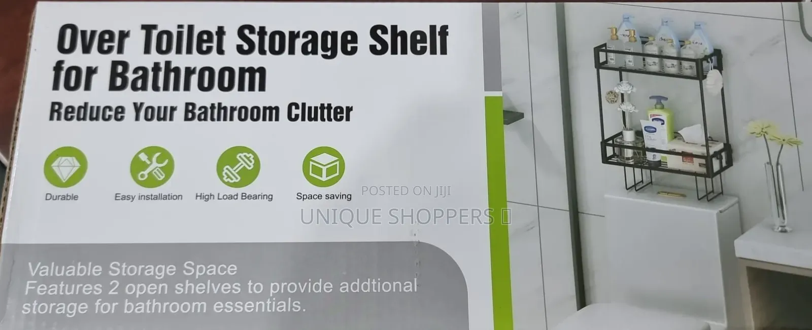 Metallic 2 Layer Over Toilet Storage Shelf
