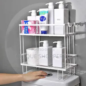 Metallic 2 Layer Over Toilet Storage Shelf