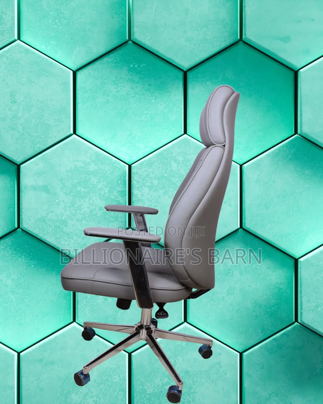 Grey Executive Leather Office Chair — Lumbar Support #257