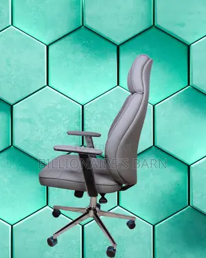Grey Executive Leather Office Chair — Lumbar Support #257