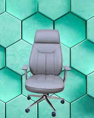 Grey Executive Leather Office Chair — Lumbar Support #257